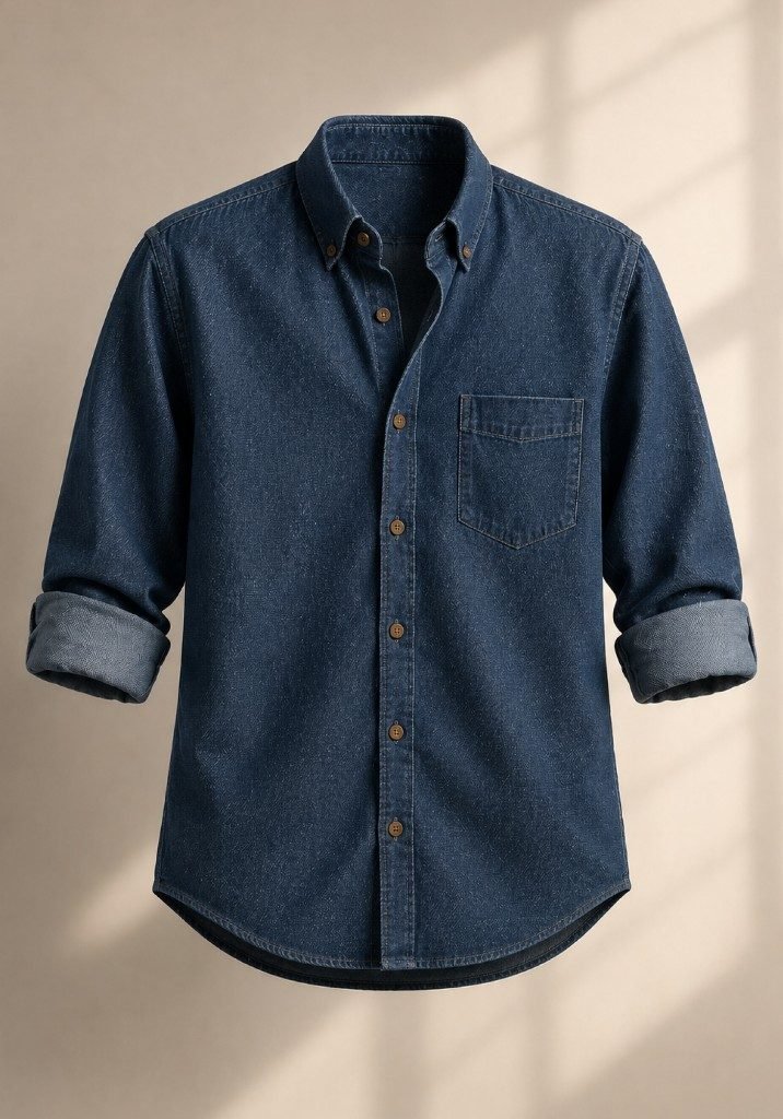Indigo denim cotton shirt