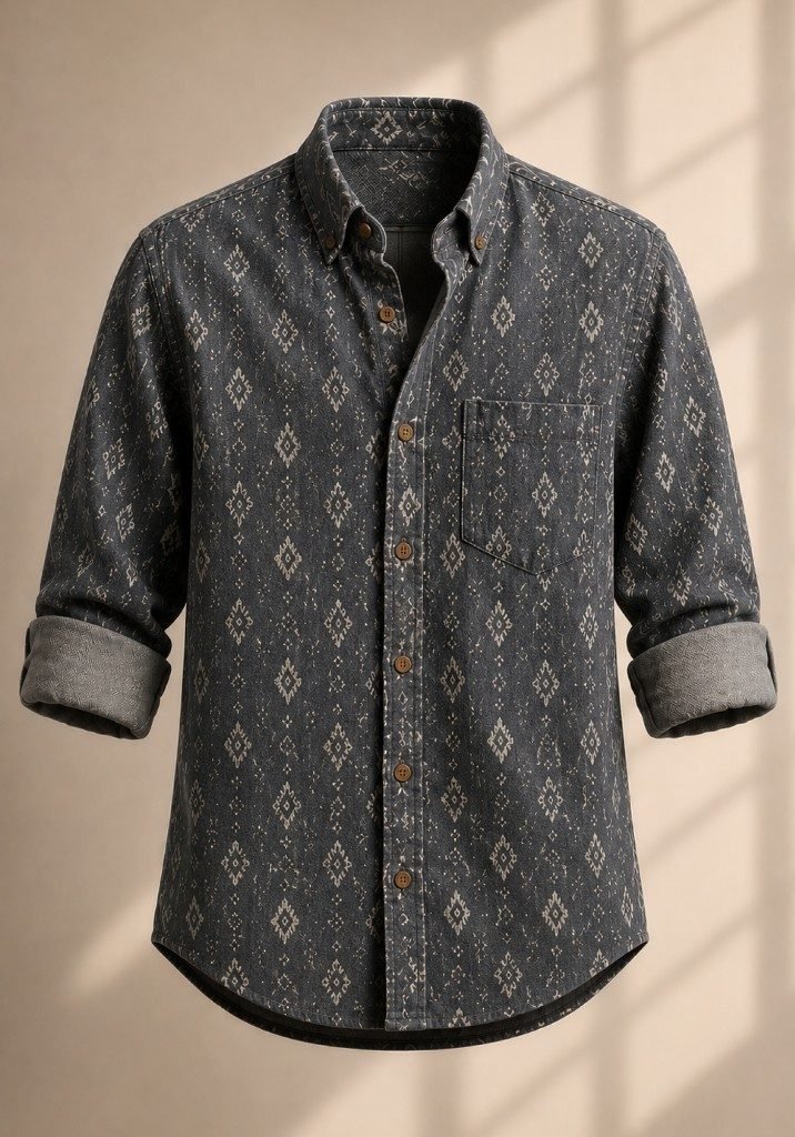 Charcoal geometric print shirt